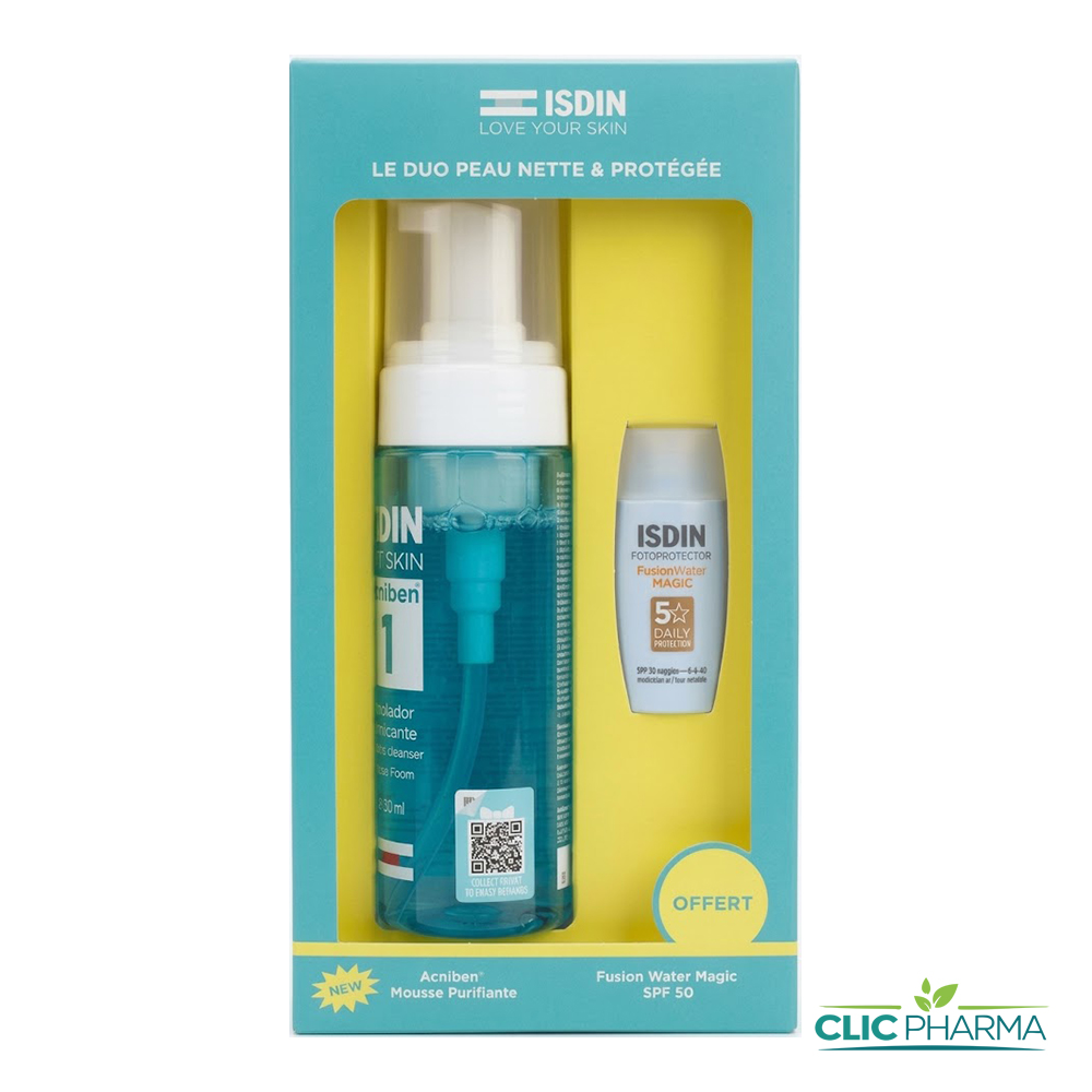 ISDIN COFFRET ACNIBEN MOUSSANT 150ML+ ECRAN MAGIC INV 10ML OFFERT