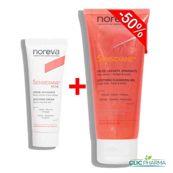 NOREVA SENSIDIANE RICHE 40ML + GELE LAVANTE 200ML (-50%)