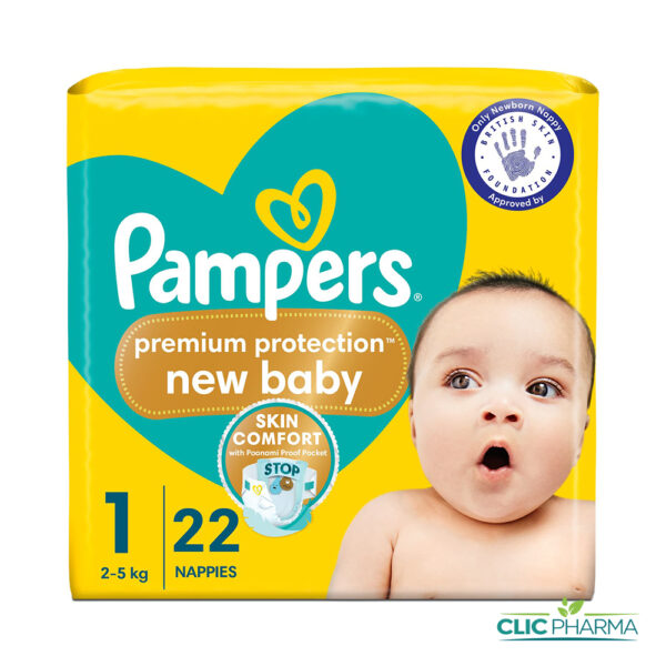 PAMPERS PREMIUM PROTECTION TAILLE 1 2-5KG (22 PIECES)