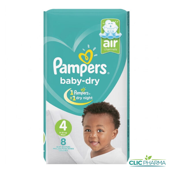 PAMPERS BABY DRY TAILLE 4 9-14KG (8 PIECES)