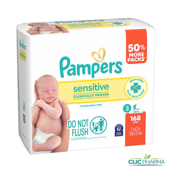 PAMPERS WIPES LINGETTES SENSITIV (BOITE DE 168 (3x56))