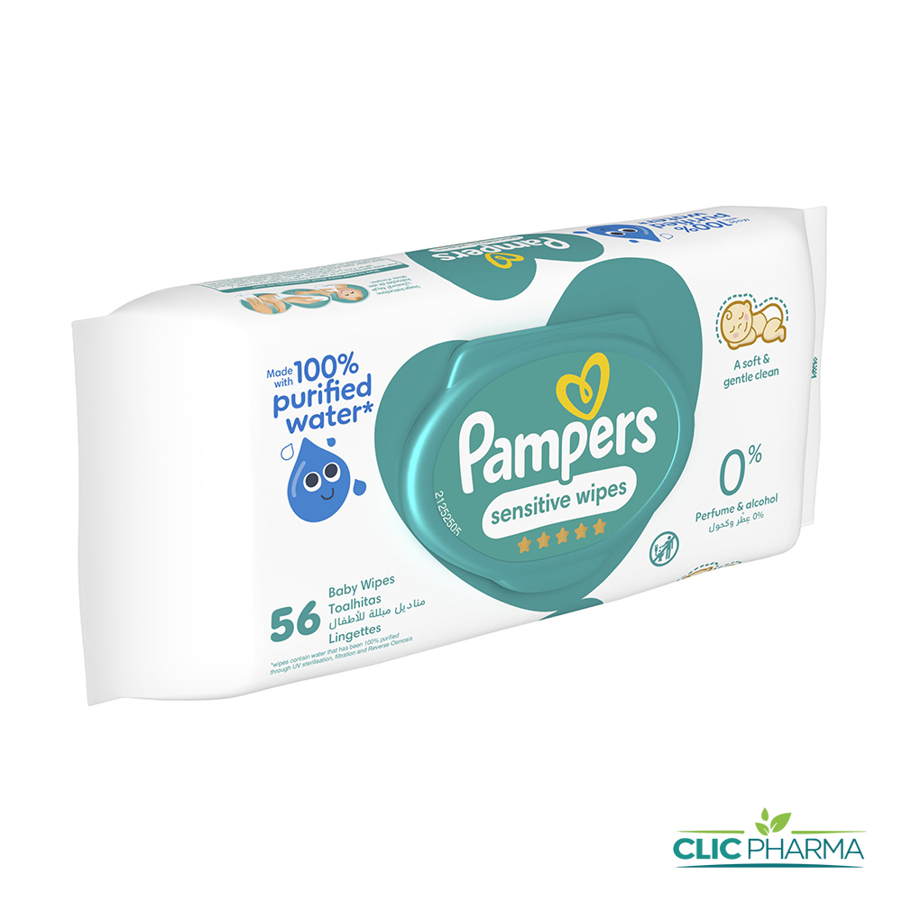 PAMPERS WIPES LINGETTES SENSITIV BOITE B 56